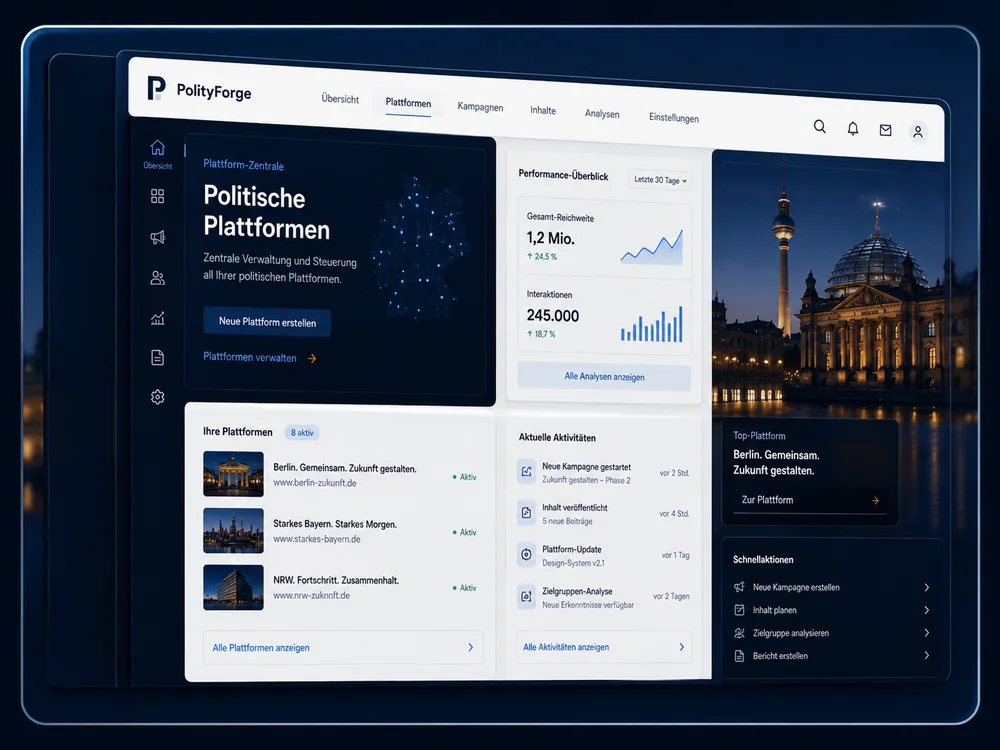 Dashboard einer politischen Plattform